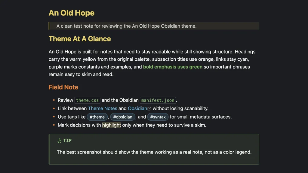 An Old Hope theme in Obsidian