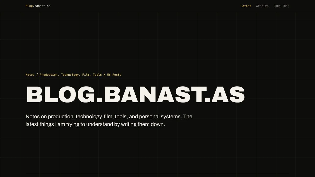 The blog homepage and recent writing