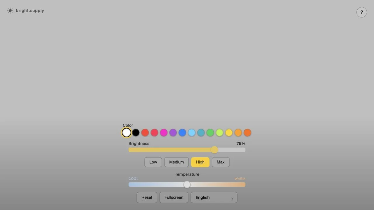The bright.supply screen light controls
