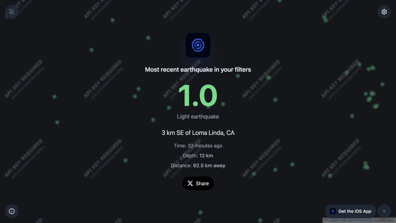 QuakeCheck’s earthquake map