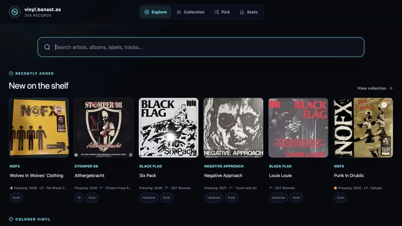 The vinyl collection with record sleeves